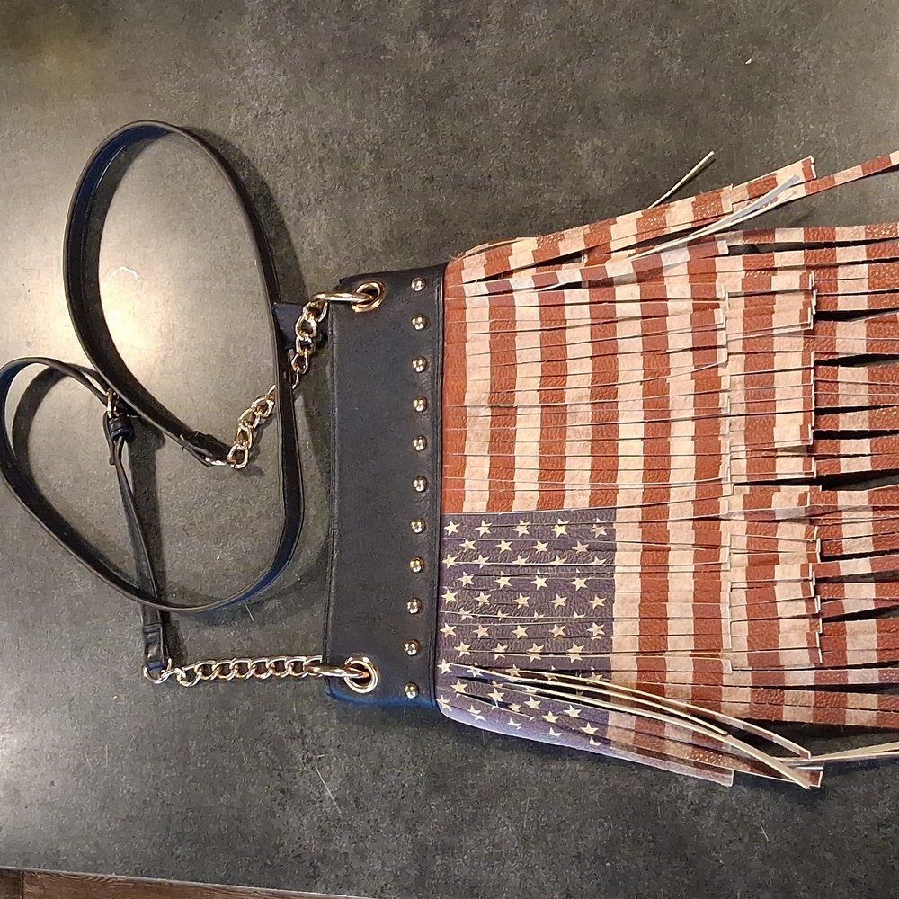 Stylish American Flag Fringe Crossbody Bag